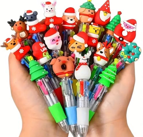 4-in-1-Kugelschreiber, mehrfarbig, einziehbar, Cartoon-Design, 0,5 mm, perfekt für Studenten und Bürobedarf, zufällige Stile und Farben, 24 Stück von RETZLA