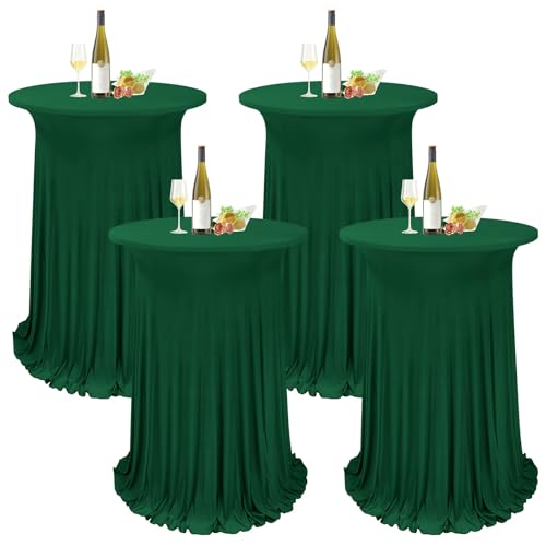 REWOMC Runde Cocktail-Tischdecke mit gewellten Vorhängen, 81,3 x 109,2 cm, Spandex-Stretch-Cocktail-Tischdecke mit gewellten Vorhängen, dunkelgrünes Spandex, hohe Oberseite, Tischdecken für Hochzeit REWOMC Runde Cocktail-Tischdecke mit gewellten Vorhängen, 81,3 x 109,2 cm, Spandex-Stretch-Cocktail-Tischdecke mit gewellten Vorhängen, dunkelgrünes Spandex, hohe Oberseite, Tischdecken für Hochzeit von REWOMC