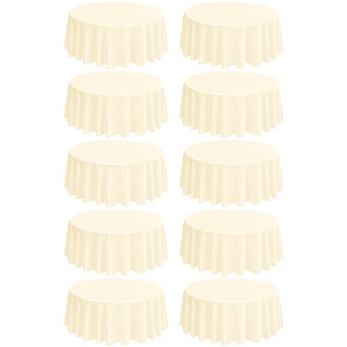 REWOMC Runde Tischdecken, 308 cm, Polyester, flecken- und knitterfrei, perfekt für Hochzeiten, Bankette und legeres Essen, Beige, 10 Stück REWOMC Runde Tischdecken, 308 cm, Polyester, flecken- und knitterfrei, perfekt für Hochzeiten, Bankette und legeres Essen, Beige, 10 Stück von REWOMC