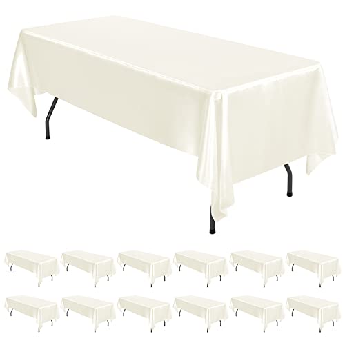 REWOMC Satin-Tischdecke, 144 x 274 cm, knitterfrei, maschinenwaschbar, perfekt für rechteckige Tische, 1,8 m, ideal für Hochzeiten, Partys, Bankette, Elfenbeinfarben, 12 Stück REWOMC Satin-Tischdecke, 144 x 274 cm, knitterfrei, maschinenwaschbar, perfekt für rechteckige Tische, 1,8 m, ideal für Hochzeiten, Partys, Bankette, Elfenbeinfarben, 12 Stück von REWOMC