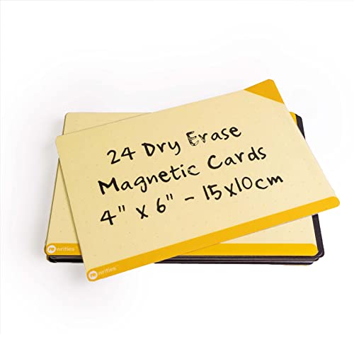 Rewrities Notes - 24 Dry Erase Magnetkarten für Aufgaben, Planung, Projekte, Organisation - Wiederverwendbare Notizen - 10 x 15 cm (Gelb) von REWRITIES