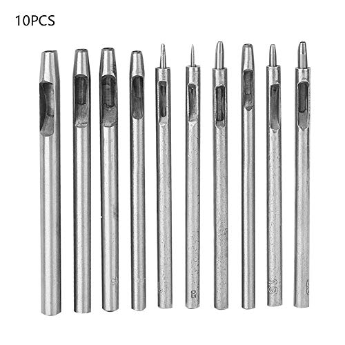 10pcs Leder -Loch -Loch -Set | Robustes Stahlhöhlen -Punch -Werkzeug für Gürtel/Uhrenbänder/DIY -Handwerk | 0,5-5 mm Größen mit flachem Bodendesign 10pcs Leder -Loch -Loch -Set | Robustes Stahlhöhlen -Punch -Werkzeug für Gürtel/Uhrenbänder/DIY -Handwerk | 0,5-5 mm Größen mit flachem Bodendesign von REXVTNS