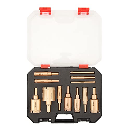 12 -pcs -Loch -Loch -Säe -Bohrbitset | Trocken und nass geschnitten für Granit/Marmor/Quarz | EMERY GEHALTE KADARBEITSSTAHL | 6-35 mm Lochöffnerkit mit Plastikkoffer von REXVTNS