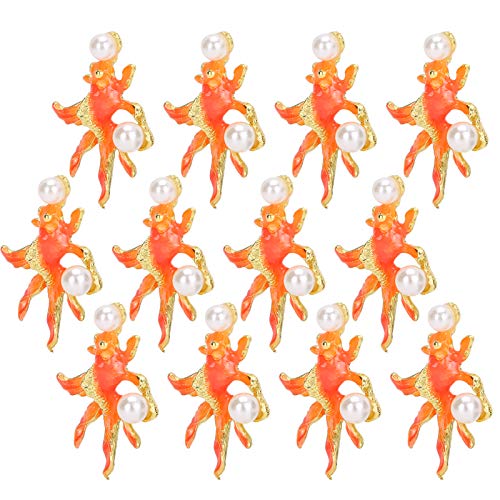 12pcs Faux Pearls Buttons | DIY Clothing/Bags/Hair Clips | Flatback Embellishments for Wedding Dresses/Handbags | Glass & Colored Glaze (Little goldfish) von REXVTNS