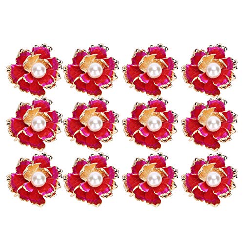 12pcs Faux Pearls Buttons | DIY Clothing/Bags/Hair Clips | Flatback Embellishments for Wedding Dresses/Handbags | Glass & Colored Glaze (Little peony) von REXVTNS