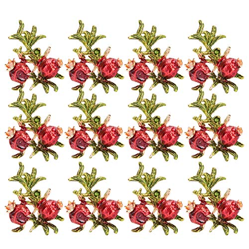 12pcs Faux Pearls Buttons | DIY Clothing/Bags/Hair Clips | Flatback Embellishments for Wedding Dresses/Handbags | Glass & Colored Glaze (Little pomegranate flower) von REXVTNS