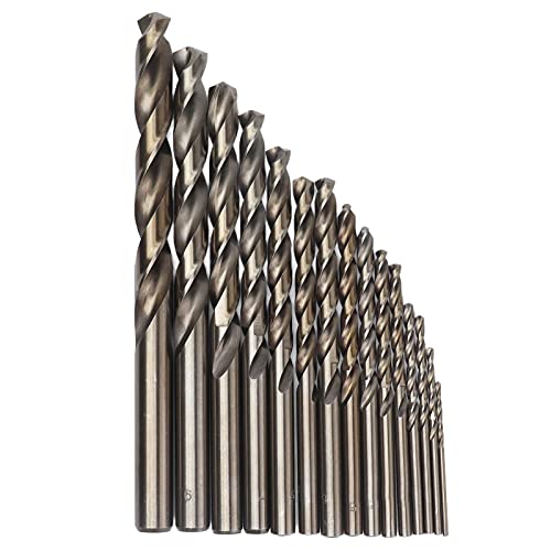 15pcs Cobalt Drill Bit Set | 135 ° Gold Oxidierte Drehbohrbits für harte Metalle/Edelstahl/Speziallegierung | M35 Hochgeschwindigkeitsstahl mit 5% Cobalt, 1,5-10 mm von REXVTNS