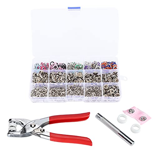200 Sets Hollow Snap Fastener Kit | Brass Metal Press Studs for Leather/DIY Clothing/Shoes | Hand Press Plier & Storage Box Included | 12 Color Variations von REXVTNS