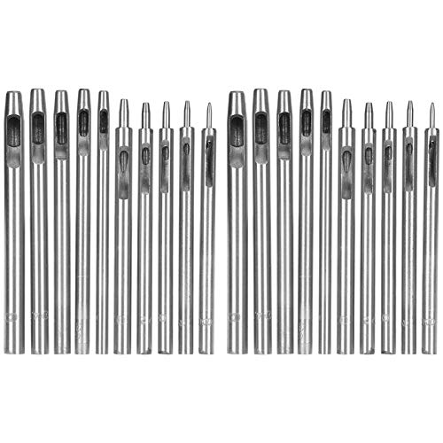 20Pcs Leather Hole Punch Set | 45# Steel Round Hollow Cutter for Watch Bands/Belts/DIY Crafts | 10 Sizes 0.5-5mm | Manual Punching Tools von REXVTNS