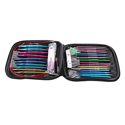 26Pcs Aluminum Knitting Needles Set | Interchangeable Circular Needles with 4 Plastic Wires / 13 Sizes (3.0mm - 10.0mm) | Knitting Kit for Sweaters/Scarves/Hats von REXVTNS