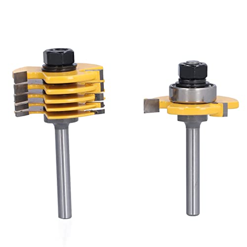 2Pcs Slot Cutter Router Bit 1 / 4in Shank | 3 Wing Adjustable for 6 Cutting Widths (1 / 16in - 1 / 4in) | CNC Milling Bit for Wood / Plywood / MDF | 1 / 2in Depth, Carbon Steel & von REXVTNS