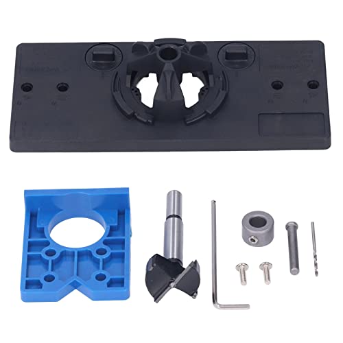 35mm Scharnierlochsäge Set | ABS -Bohranleitung für Scharniere/Türschlösser/Holzbearbeitung | 46 mm / 48 mm / 52 mm Schraubenabstand | Beinhaltet Fräser- und (Black) von REXVTNS