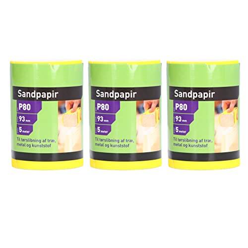 3Pcs Sandpaper Roll 80 Grit | Aluminum Oxide Sanding Paper for Woodworking/Metal/Plastic | Ceramic Alumina Abrasive with Defined Particles | 93mm x 5m, Yellow 3Pcs Sandpaper Roll 80 Grit | Aluminum Oxide Sanding Paper for Woodworking/Metal/Plastic | Ceramic Alumina Abrasive with Defined Particles | 93mm x 5m, Yellow von REXVTNS
