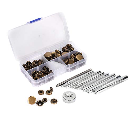 40 Set Snap Button Kit | Metal + Iron Installation Tool for Leather/Clothing/Jeans | Tarnish - proof Brass Buttons with Portable Storage Box 40 Set Snap Button Kit | Metal + Iron Installation Tool for Leather/Clothing/Jeans | Tarnish - proof Brass Buttons with Portable Storage Box von REXVTNS