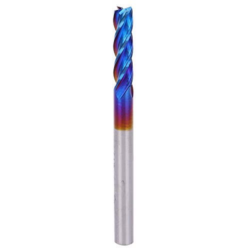 4flute End Mill | Wolframstahl CNC -Fräser mit Nanoblue -Beschichtung | Hochgeschwindiger Spiegel polierte Flöten für Flugzeuge/Rillen/Werkstücke | 3,175 mm Schaft, 38 mm Länge (3.175 * 3.175 * 12) von REXVTNS
