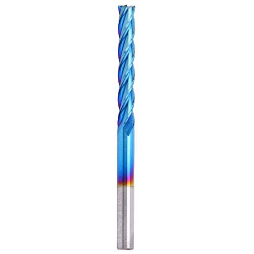 4flute End Mill | Wolframstahl CNC -Fräser mit Nanoblue -Beschichtung | Hochgeschwindiger Spiegel polierte Flöten für Flugzeuge/Rillen/Werkstücke | 3,175 mm Schaft, 38 mm Länge (3.175 * 3.175 * 22) von REXVTNS