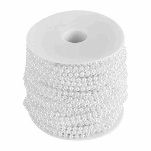 4mm Artificial Pearl Bead Curtain | 40m Roll for Wedding/Party/Home Decor | DIY Beaded Ornaments for Openings/Partitions | Adjustable Length, Beige & White (White) von REXVTNS