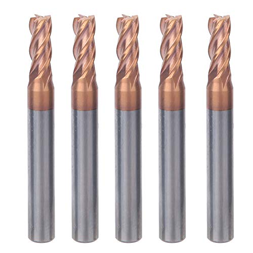 5mm 4 Flöten CNC End Mill | Nano -Schicht Wolfram -Stahlfräsenschneider für Edelstahl/Legierungsstahl/Gusseisen | 35 ° Spiralwinkel, 0,2um Partikelgröße | HRC55 ° Härte (5PCS) von REXVTNS