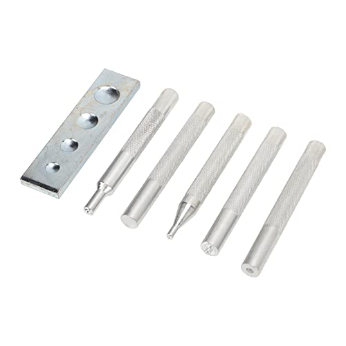 5pcs Snap Rivet Setter Kit | Expert Die Punch Tool with Base for Rivet Buttons/Grommets/Leather Craft | Carbon Steel Construction, Extra Long Handle 5pcs Snap Rivet Setter Kit | Expert Die Punch Tool with Base for Rivet Buttons/Grommets/Leather Craft | Carbon Steel Construction, Extra Long Handle von REXVTNS
