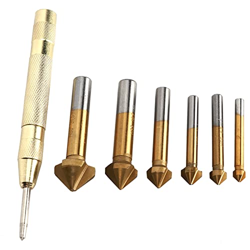 6PCs Chamfer Drill Bit Set | Protective - Oxidation Metal - Coated Woodworking Tools | 130mm Center Punch for Wood/Plywood/Plastic | DIY & Construction Use | 6 Sizes (6.3mm - 6PCs Chamfer Drill Bit Set | Protective - Oxidation Metal - Coated Woodworking Tools | 130mm Center Punch for Wood/Plywood/Plastic | DIY & Construction Use | 6 Sizes (6.3mm - von REXVTNS