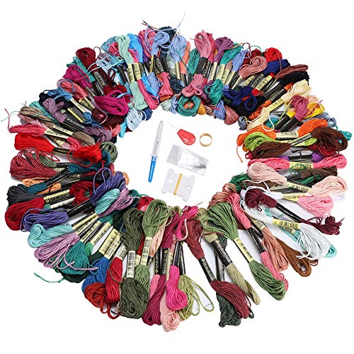 Cross Stitch Kit 100 Colors Embroidery Thread | DIY Sewing Needlework Accessories for Beginners/Young Makers/Craft Enthusiasts | Polyester Cotton Floss with 9 Needles & 10 Cross Stitch Kit 100 Colors Embroidery Thread | DIY Sewing Needlework Accessories for Beginners/Young Makers/Craft Enthusiasts | Polyester Cotton Floss with 9 Needles & 10 von REXVTNS