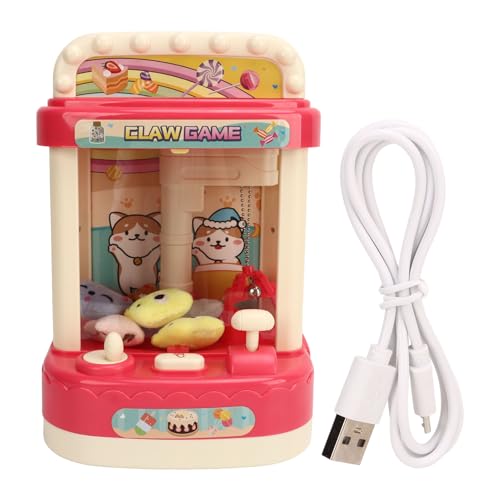 REXVTNS Mini Claw Machine with Music | Interactive Doll Catcher Game for Young Ones | Home Party/Christmas/Birthday Present | Secure ABS Plastic, 6 Dolls Included (Rosy) von REXVTNS