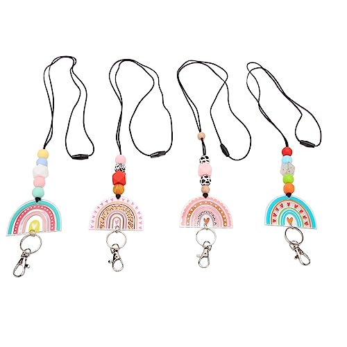 Regenbogenperlenlehrer Lanyard | 4pcs niedliche Acryl -Silikon -Perlen -Lanyards für ID -Abzeichen/Schlüssel/Staffkarten | Abnehmbare Schlüsselbund mit farbenfrohen Design Regenbogenperlenlehrer Lanyard | 4pcs niedliche Acryl -Silikon -Perlen -Lanyards für ID -Abzeichen/Schlüssel/Staffkarten | Abnehmbare Schlüsselbund mit farbenfrohen Design von REXVTNS
