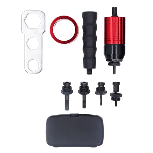 Rivet Nut Drill Adapter | Hex Shank for 18V + Drills & Mechanical Wrenches | 5 Sizes Nuts (M3 - M8) | Sturdy Metal Construction | Portable Storage Case Included von REXVTNS