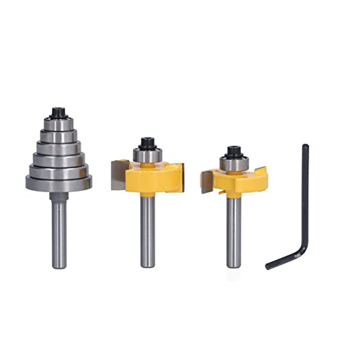 Router Bit Set 1 / 4in Shank | 6PCS Bearing (1 / 8in - 1 / 2in) for Multi - Depth Grooves | Carbon Steel with PTFE Coating / Stable Design | Woodworking Tools for Hardwood & von REXVTNS