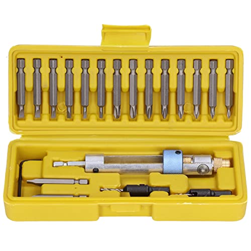 Schraubenextraktionsbohrer -Treiber Set | Hochgeschwindigkeitsstahl für elektrische Bohrwerkzeuge | Cross/Flat/Countersink Bits | 19 - Stück Kit mit Speicherbox von REXVTNS