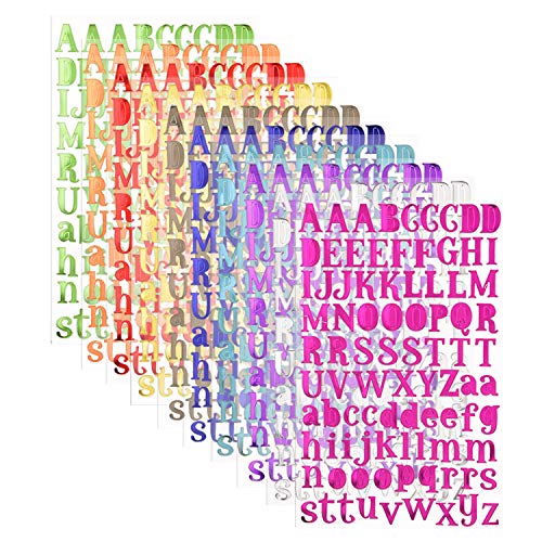10 Stücke Selbstklebende Alphabet Aufkleber Buchstaben Sticker Set DIY Material für Grußkarten Aufkleberbogen (10 Farbe) von REYOK