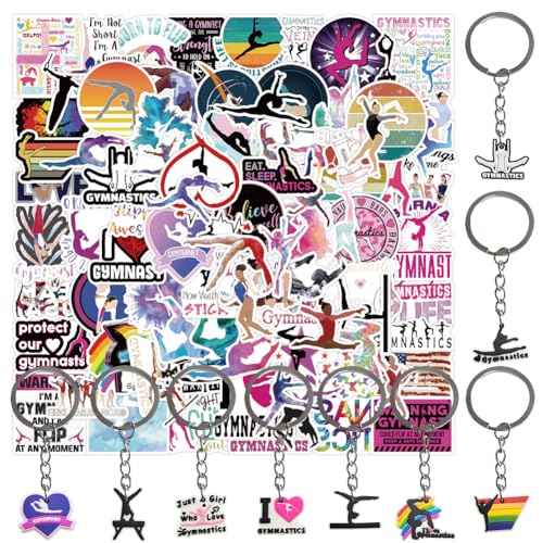 100 Stück Gymnastik Aufkleber und 9Pcs Gym Schlüsselanhänger Pack, Vinyl Sport Sticker Set, Wasserdichte Ästhetische Turner Sticker, Gymnastics Stickers Vinyl Aufkleber für Laptop Kinder 100 Stück Gymnastik Aufkleber und 9Pcs Gym Schlüsselanhänger Pack, Vinyl Sport Sticker Set, Wasserdichte Ästhetische Turner Sticker, Gymnastics Stickers Vinyl Aufkleber für Laptop Kinder von REYOK