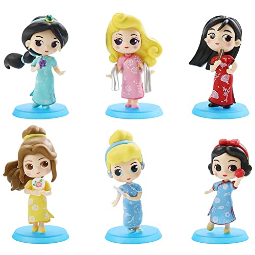 6 Stück Cheongsam Princess Figuren Prinzessin Kuchen Toppers Mini Figuren Set Prinzessin Puppe Modell für Kinder Party Dekoration von REYOK