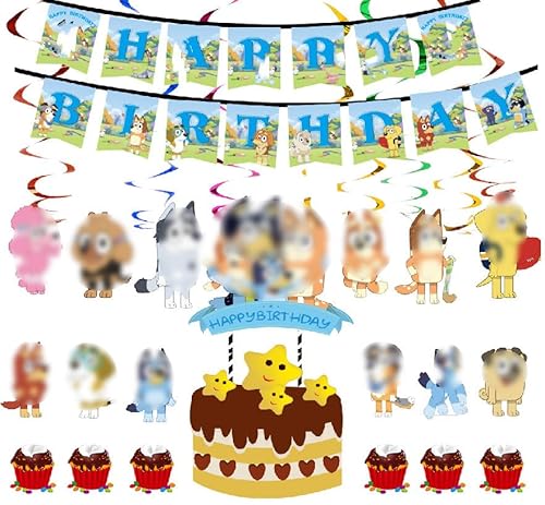 Blauer Hund Kindergeburtstag Deko Kit Hundemuster Ballondekoration Happy Birthday Deko Spirale Konfetti Partykette Cake topper Kuchendeckel für Baby Shower Party Blauer Hund Kindergeburtstag Deko Kit Hundemuster Ballondekoration Happy Birthday Deko Spirale Konfetti Partykette Cake topper Kuchendeckel für Baby Shower Party von REYOK