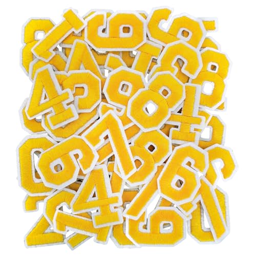 Aufnäher zum Aufbügeln, bestickte Zahlen, zum Aufbügeln für Kleidung, Kleid, Hut, Jeans, Gelb, 50 Stück von RF-patch