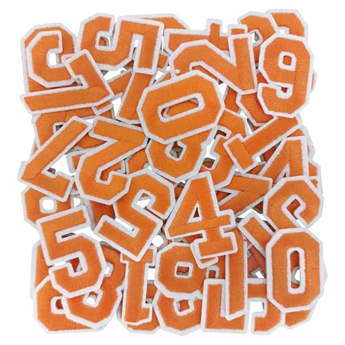 Aufnäher zum Aufbügeln, bestickte Zahlen, zum Aufbügeln für Kleidung, Kleid, Hut, Jeans, Orange, 50 Stück Aufnäher zum Aufbügeln, bestickte Zahlen, zum Aufbügeln für Kleidung, Kleid, Hut, Jeans, Orange, 50 Stück von RF-patch
