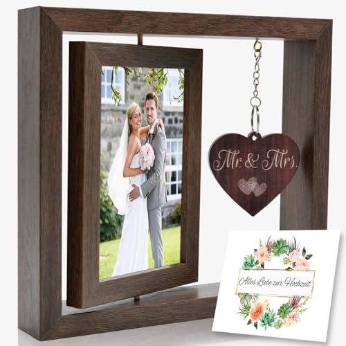 RFBEUTEL Hochzeitsgeschenke für Brautpaar Bilderrahmen Gastgeschenke Fotorahmen Vintage Einzigartig Tischrahmen mit Holz Herz und Grußkarte RFBEUTEL Hochzeitsgeschenke für Brautpaar Bilderrahmen Gastgeschenke Fotorahmen Vintage Einzigartig Tischrahmen mit Holz Herz und Grußkarte von RFBEUTEL
