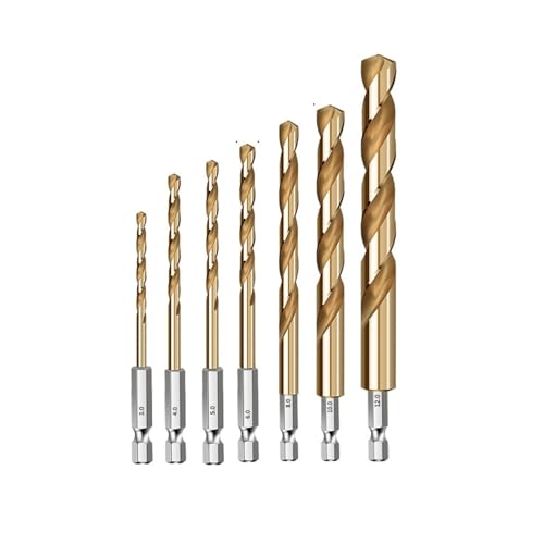 3/5/15-teiliges Titan-Spiralbohrer-Set mit Sechskantschaft for Schnellwechsel-Lochschneider for Holz und Metall, Kernbohrwerkzeug, Zubehör for Elektrowerkzeuge(7.2mm(2pcs)) von RFDRR