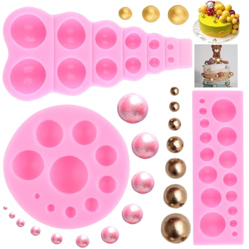 RFGHAC 3D Perle Fondant Form Kugel Perle Halbkugel Schokolade Silikonformen Cupcake Topper Lutscher Süßigkeiten Form für Kuchen Dekorieren Schokolade Süßigkeiten Gummipaste Basteln Polymer Clay 3 von RFGHAC