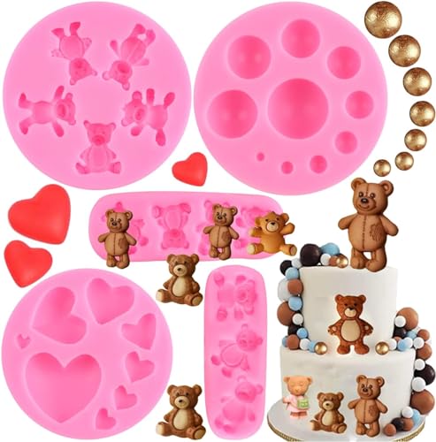 RFGHAC Bär Silikonformen Halbrund Perle Herz Fondant Form für Zucker Kuchen Dekorieren Cupcake Topper Polymer Clay Candy Chocolate Gum Paste Set von 5 RFGHAC Bär Silikonformen Halbrund Perle Herz Fondant Form für Zucker Kuchen Dekorieren Cupcake Topper Polymer Clay Candy Chocolate Gum Paste Set von 5 von RFGHAC