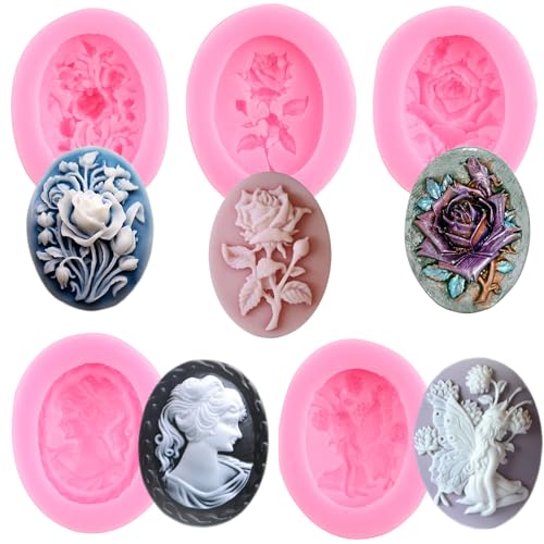 RFGHAC Cameo Rose Blume Silikonformen Engel Fee Fondant Form Lady Avatar Schokoladenform für Süßigkeiten Kuchen Dekorieren Cupcake Topper Gummipaste Polymer Clay 5 Stück RFGHAC Cameo Rose Blume Silikonformen Engel Fee Fondant Form Lady Avatar Schokoladenform für Süßigkeiten Kuchen Dekorieren Cupcake Topper Gummipaste Polymer Clay 5 Stück von RFGHAC