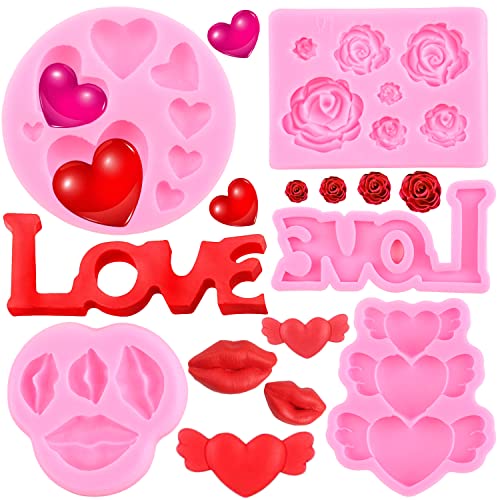RFGHAC Valentinstag-Fondant-Formen für Valentinstag, Herz, Lippe, Rose, Liebe, Buchstaben, Silikon, Süßigkeitenform, für Hochzeitstorte, Dekoration, Cupcake-Aufsatz, Schokolade, Gummipaste, RFGHAC Valentinstag-Fondant-Formen für Valentinstag, Herz, Lippe, Rose, Liebe, Buchstaben, Silikon, Süßigkeitenform, für Hochzeitstorte, Dekoration, Cupcake-Aufsatz, Schokolade, Gummipaste, von RFGHAC