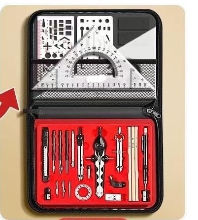 Werkzeugsatz, Hochpräzises Zeichenwerkzeugset, Tiefbau Professionelles Zeichenpaket Zirkelset Werkzeugsatz, Hochpräzises Zeichenwerkzeugset, Tiefbau Professionelles Zeichenpaket Zirkelset von RFSHOPQW