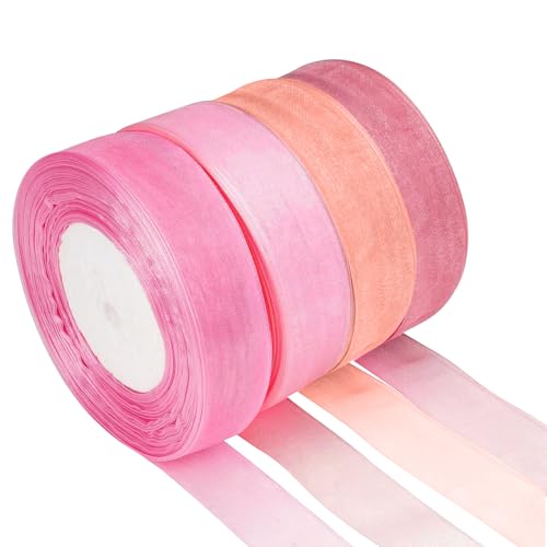 4 Rollen Geschenkband Rosa, 25mm x 45m Organzaband Satinband Schleifenband Hochzeit Seidenband Chiffonband Schmal Organza Dekoband Tüllband Ribbon Bänder zum Basteln für Geschenkverpackung 4 Rollen Geschenkband Rosa, 25mm x 45m Organzaband Satinband Schleifenband Hochzeit Seidenband Chiffonband Schmal Organza Dekoband Tüllband Ribbon Bänder zum Basteln für Geschenkverpackung von RFYTDCF