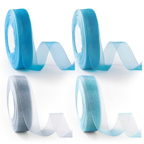 4 Rollen Organzaband, 45 m x 25 mm Geschenkband Blau Schleifenband Hochzeit Durchscheinende Chiffonband Schmal Organza Dekoband Bänder Tüllband für Basteln Geburtstag Dekoration 4 Rollen Organzaband, 45 m x 25 mm Geschenkband Blau Schleifenband Hochzeit Durchscheinende Chiffonband Schmal Organza Dekoband Bänder Tüllband für Basteln Geburtstag Dekoration von RFYTDCF