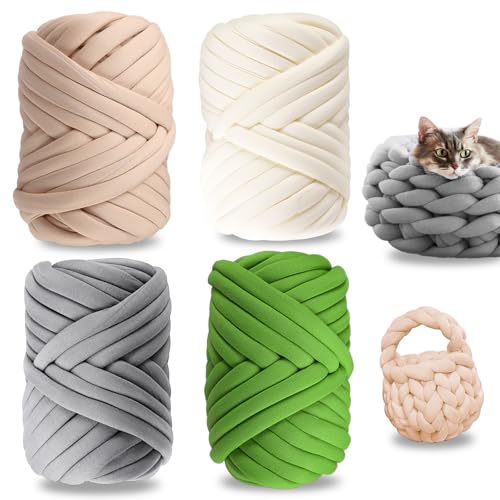 4 Stück Armstricken Wolle, T-Shirt Garn zum Häkeln 4×100g Häkelgarn Baumwolle Häkelwolle Crochet Yarn Dickes für Taschen Decken Tasche DIY-Kunsthandwerk 4 Stück Armstricken Wolle, T-Shirt Garn zum Häkeln 4×100g Häkelgarn Baumwolle Häkelwolle Crochet Yarn Dickes für Taschen Decken Tasche DIY-Kunsthandwerk von RFYTDCF