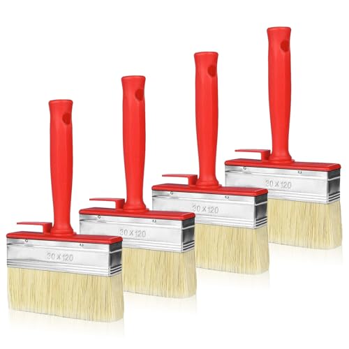 4 Stück Flächenstreicher, 120mmx30mm Kunststoffborsten Wandpinsel Lasurpinsel Groß Pinsel Flachpinsel Set Malerpinsel Breit Malerbürste für Wand Möbel Zaun Holz Malen 4 Stück Flächenstreicher, 120mmx30mm Kunststoffborsten Wandpinsel Lasurpinsel Groß Pinsel Flachpinsel Set Malerpinsel Breit Malerbürste für Wand Möbel Zaun Holz Malen von RFYTDCF