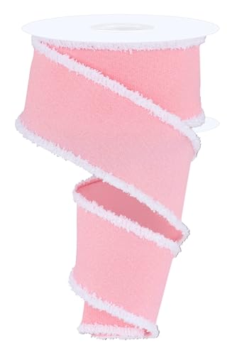 Crystal Shine Schillerndes Juteband mit Draht und Driftkanten für Schleifen, Kränze, Handwerk und Dekorationen (Hellrosa, Weiß, 6,3 cm breit x 9,1 m) von RG Ribbon