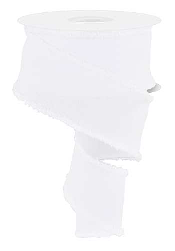Crystal Shine Schillerndes Juteband mit Draht und Driftkanten für Schleifen, Kränze, Handwerk und Dekorationen (Weiß, 6,3 cm breit x 9,1 m) von RG Ribbon