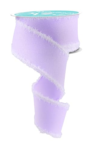 Crystal Shine Schillerndes Juteband mit Draht und Driftkanten für Schleifen, Kränze, Handwerk und Dekorationen (helles Lavendelviolett, Weiß, 6,3 cm breit x 9,1 m) von RG Ribbon